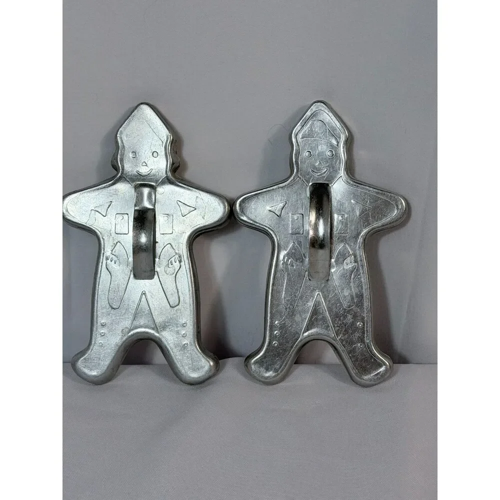 Vintage Metal Christmas Cookie Cutters Santa Gingerbread Men Lot 1960s Tin